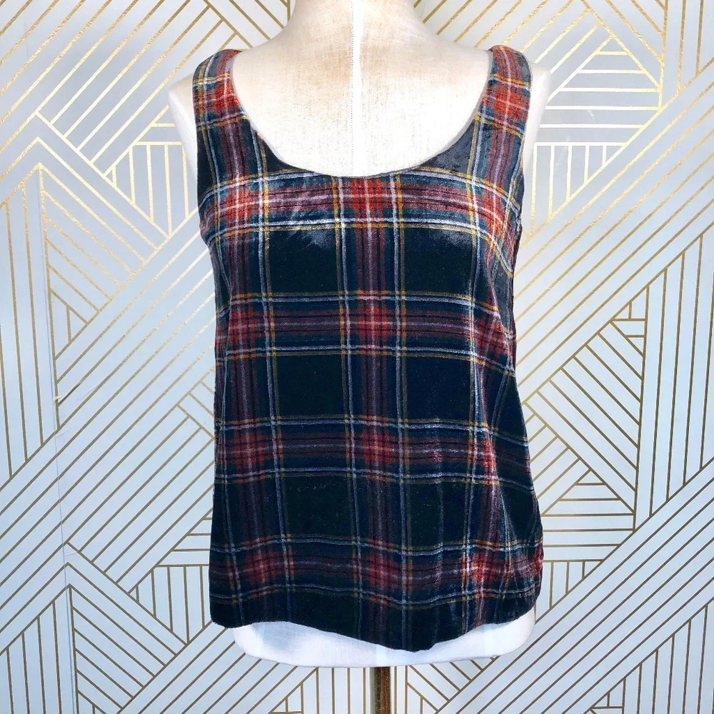 J. Crew Velvet Tank Top in Stewart‎ Tartan Plaid